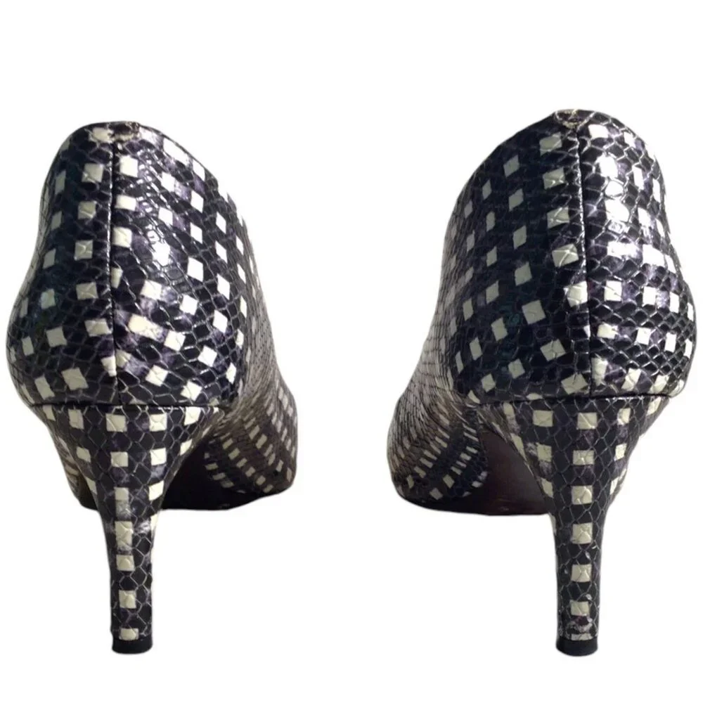 COLE HAAN 8 Eliza Grand Dress Pumps Snakeskin Embossed Leather Twee Corp Core - Picture 7 of 9